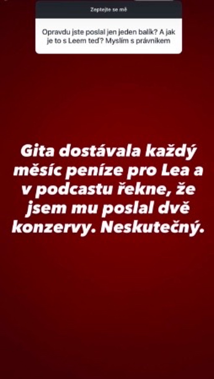Leo Beránek starší reagoval na svém Instagramu.