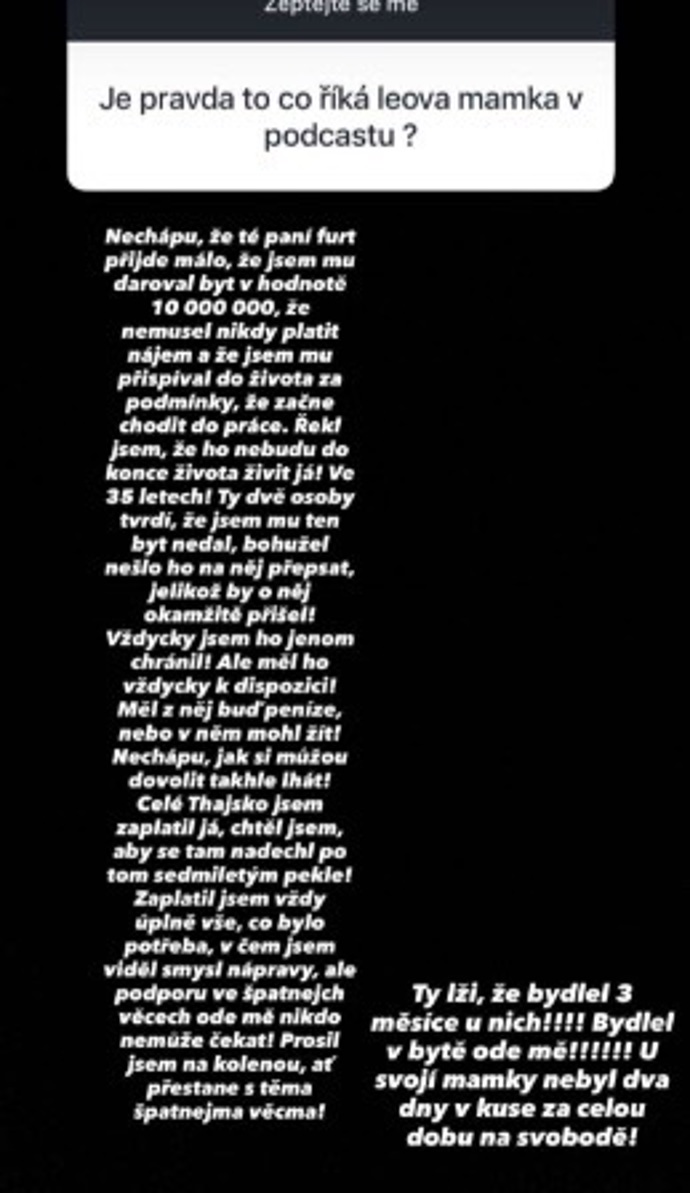 Leo Beránek starší reagoval na svém Instagramu.