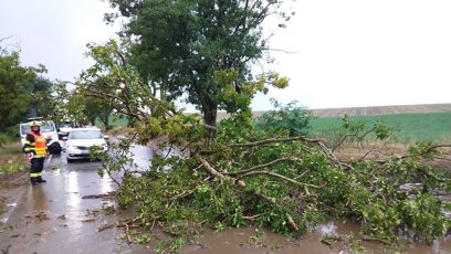 FOTO: Popadané větve a stromy na některých místech zablokovaly komunikace.