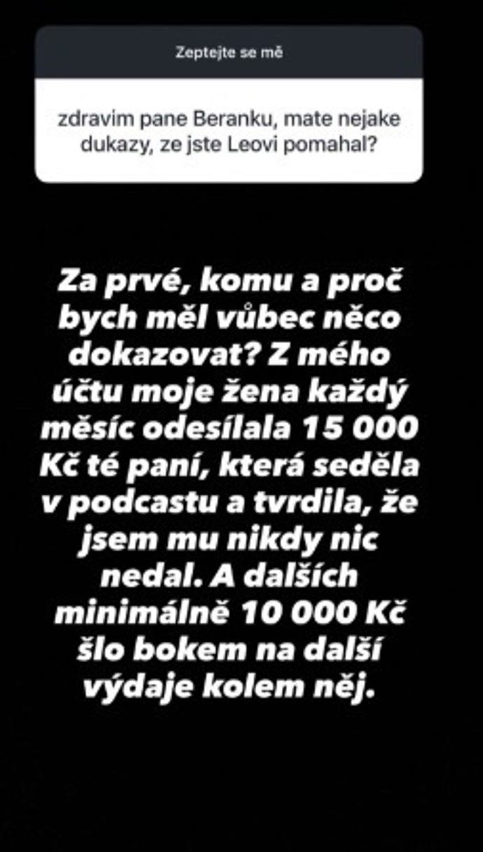 Leo Beránek starší reagoval na svém Instagramu.