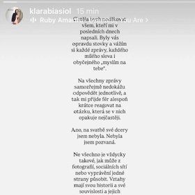 Klára Biasiol napsala vyjádření na svém Instagramu o tom, proč ji dcera na svatbu nepozvala.