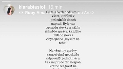 FOTO: Klára Biasiol napsala vyjádření na svém Instagramu o tom, proč ji dcera na svatbu nepozvala.