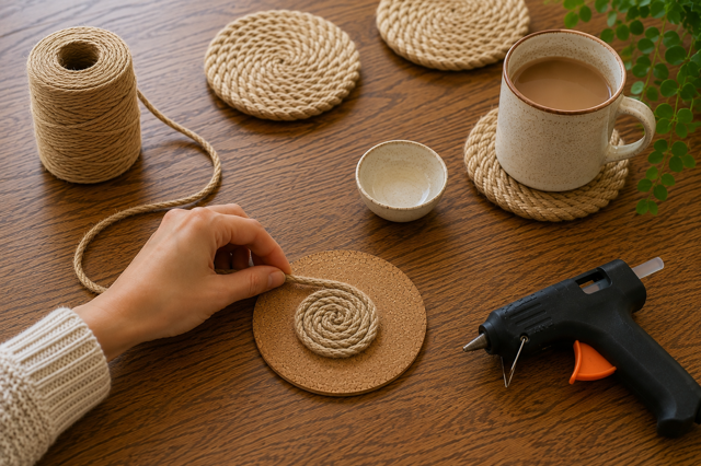 DIY: Vypadají jako z designového obchodu, přitom stojí pár korun. Podtácky z provazu vyrobíte za jedno odpoledne