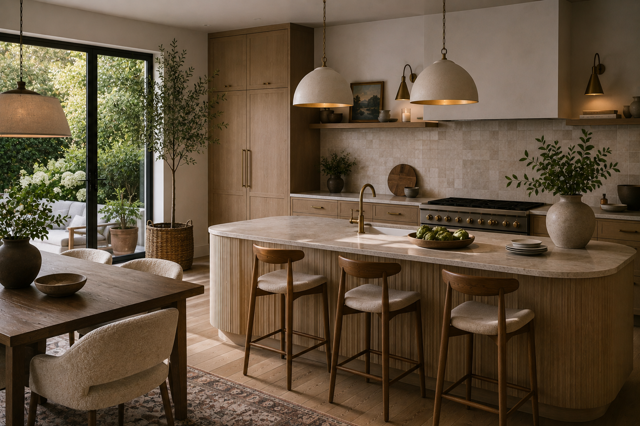Do kuchyní se stěhují lampy, koberce a pohodlné sezení. Soft kitchen je velkým trendem roku 2026