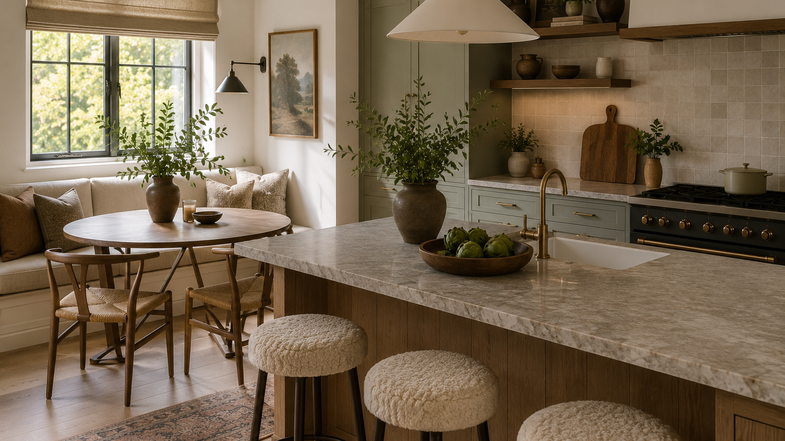 Do kuchyní se stěhují lampy, koberce a pohodlné sezení. Soft kitchen je velkým trendem roku 2026