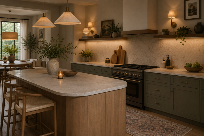 Šalvějová a tlumená zelená patří k barvám, které soft kitchen sluší nejvíc Šalvějová a tlumená zelená patří k barvám, které soft kitchen sluší nejvíc