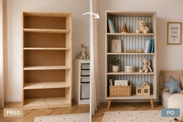 DIY: Starou knihovnu nevyhazujte. S trochou barvy a látky z ní uděláte nový originální kus
