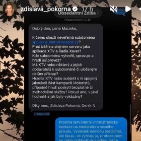 Soukromou konverzaci mezi novinářkou Zdislavou Pokornou, zveřejnil Petr Macinka na svém Facebooku.