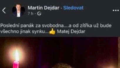FOTO: Martin Dejdar propálil, že se jeho syn má další den ženit. Příspěvek ale dnes ráno ze svého Facebooku smazal.