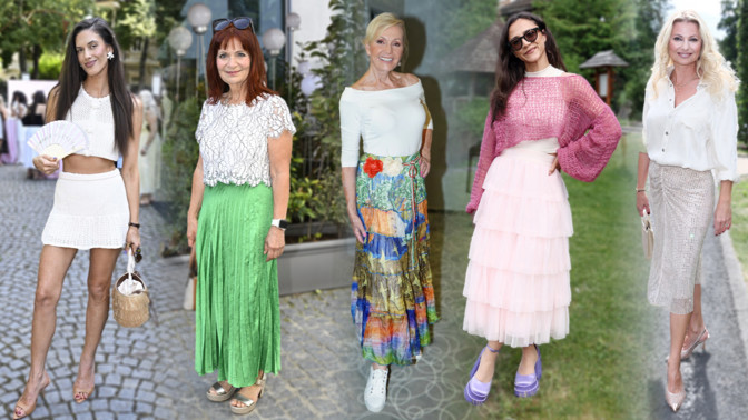 Trendy sukně českých krásek: Helena Vondráčková si oblíbila divoký vzor, Eva Burešová sází na volány
