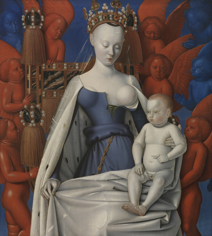 Agnès Sorelová pózovala pro obraz Panna a dítě obklopeni anděly, malířem byl Jean Fouquet (asi 1450)
