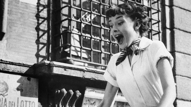 Při natáčení filmu Prázdniny v Římě v roce 1953
