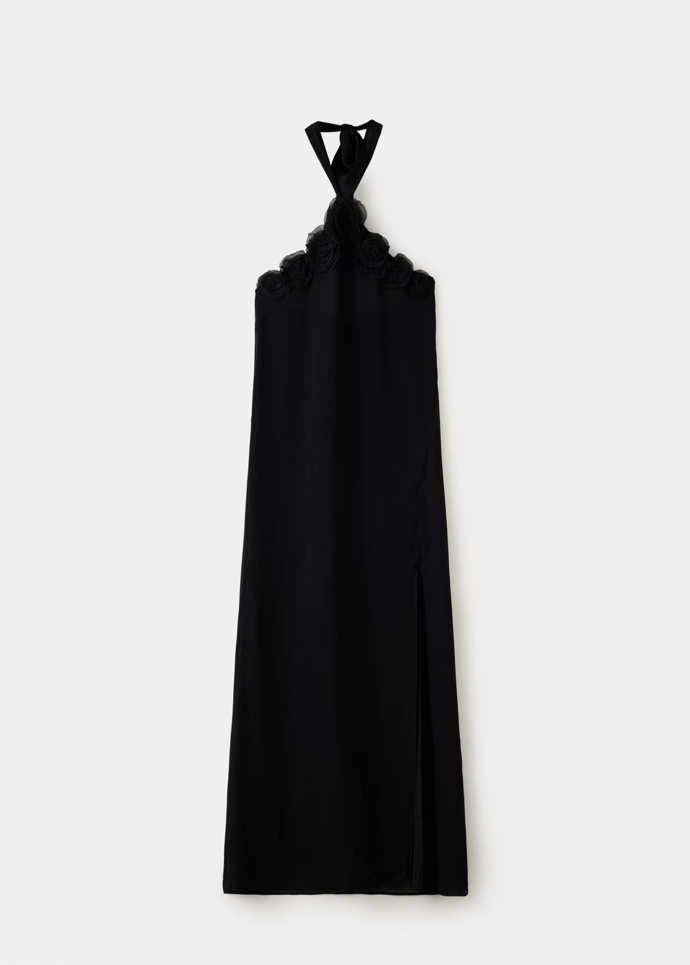 Šaty s halter výstřihem a květinovými detaily, Mango, 2299 Kč