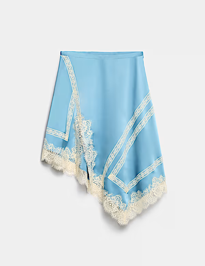 Asymetrická mini sukně s krajkou, Marks&Spencer, 1399 Kč