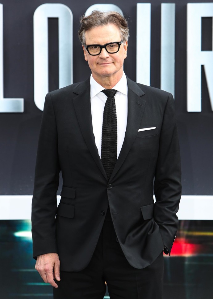 Colin Firth na letošní premiéře filmu Den odhalení.