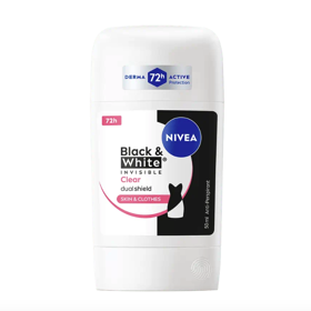 Tuhý antiperspirant Black & White Invisible Clear, Nivea, 60 Kč