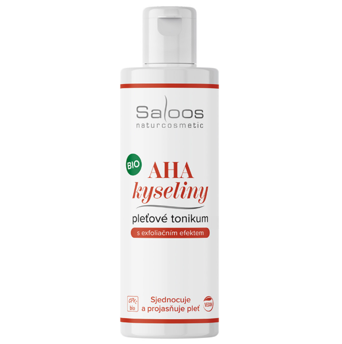 Bio pleťové tonikum s AHA kyselinami Saloos, 218 Kč (200 ml) Bio pleťové tonikum s AHA kyselinami Saloos, 218 Kč (200 ml)
