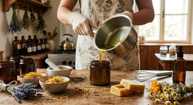 Domácí lékárna a drogerie z vaší zahrady: Jak na výrobu bylinných mastí a tinktur a které bylinky jsou na ně nejvhodnější