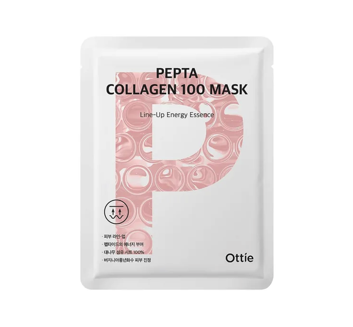 Textilní pleťová maska s kolagenem a peptidy pro hydrataci a elasticitu pokožky Pepta Collagen 100, Ottie, 65 Kč (1 ks), prodává dm drogerie