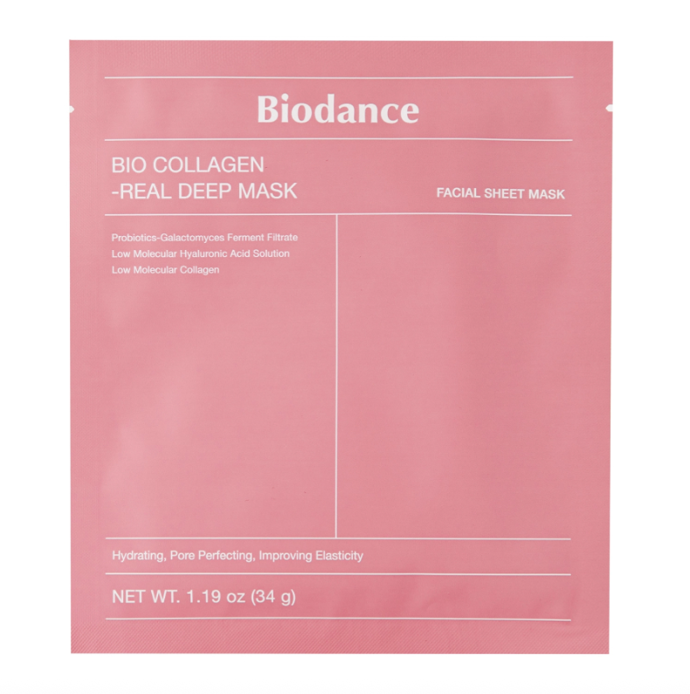 Zpevňující kolagenová maska na obličej (vhodná i přes noc) Bio-Collagen Real Deep Mask, Biodance, 99 Kč (1 ks), prodává dm drogerie