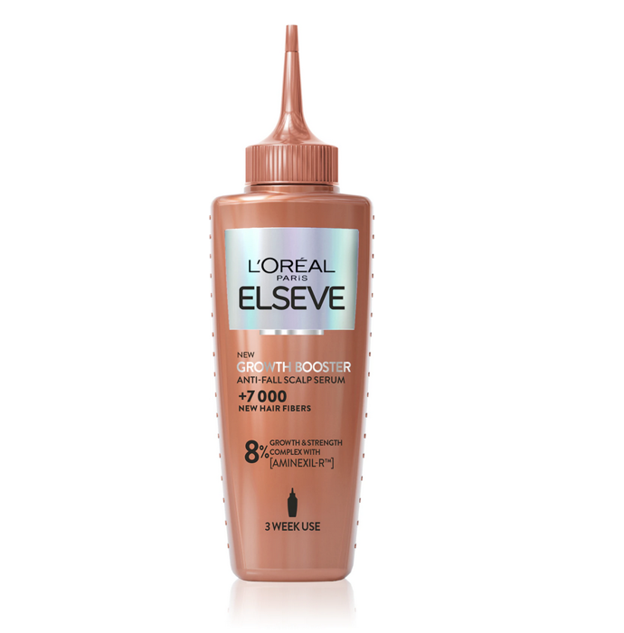 Posilující a regenerační vlasové sérum proti vypadávání vlasů L’Oréal Paris Elseve Growth Booster přináší pokročilou technologii s patentovaným komplexem Aminexil-R™, která posiluje kořínky a snižuje jejich vypadávání. 275 Kč