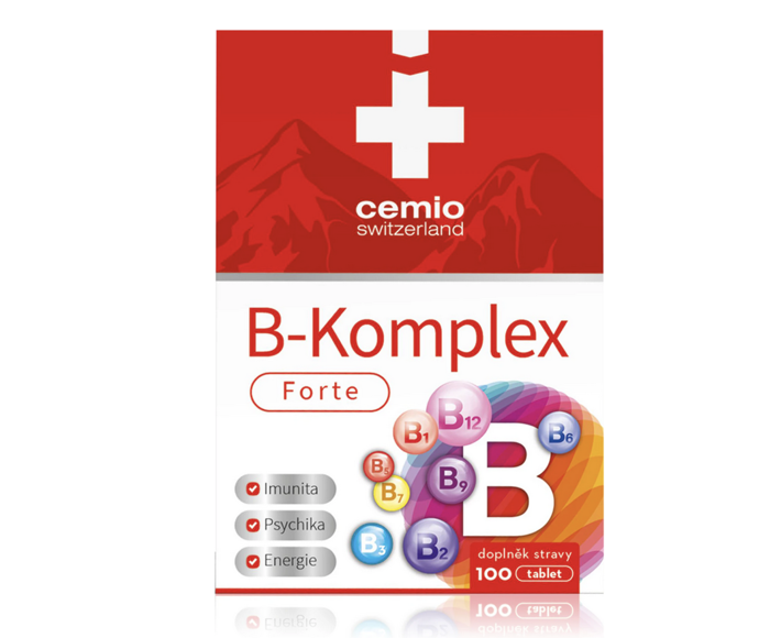 Doplněk stravy Cemio B-Komplex Forte obsahuje vitamin B, který přispívá ke snížení míry únavy a vyčerpání, k normální činnosti nervové soustavy, ale i k udržení zdravé pokožky. 149 Kč