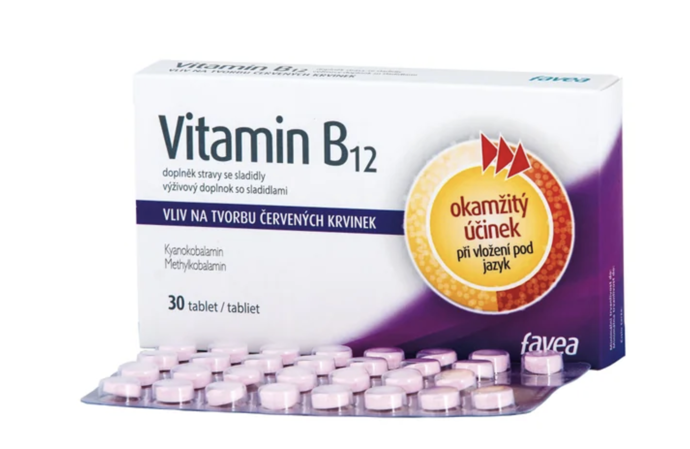 Vitamin B12 ve formě pod jazykem rozpustných (sublinguálních) tablet s okamžitým účinkem. Vitamin B12 je důležitý pro proces dělení buněk a pro tvorbu červených krvinek. Přispívá ke snížení míry únavy a vyčerpání a k normální činnosti imunitního a nervového systému. Vitamin B12 také napomáhá normálnímu energetickému metabolismu a normální psychické činnosti. 192 Kč