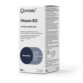 OVONEX B12 kombinuje hned tři formy tohoto zásadního vitaminu – včetně dvou bioaktivních (methylkobalamin a adenosylkobalamin), které tělo umí okamžitě využít. Produkt je navíc obohacený o vitaminy B6 a B9, které podporují vstřebávání a zvyšují účinnost celé směsi. 399 Kč