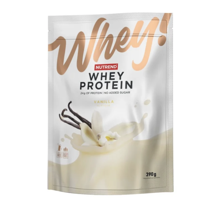 Nutrend Whey Protein je kvalitní syrovátkový protein s 24 g bílkovin a 4,5 g BCAA v dávce, snadno stravitelný, bez lepku a cukru, 349 Kč