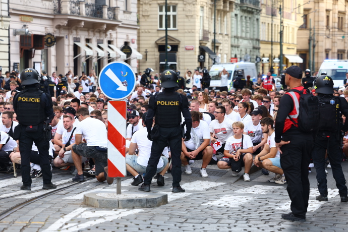 Fanoušci Slavie před zápasem