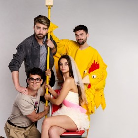 Filip Březina, Marek Lambora, Václav Matějovský a Michaela Petřeková v seriálu Boží plán.