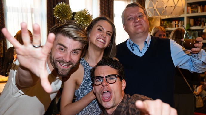 Filip Březina, Marek Lambora, Michaela Petřeková a Tomáš Jeřábek v seriálu Boží plán.