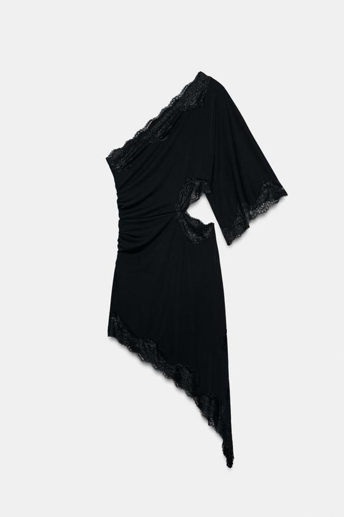 Asymetrické krajkové šaty, Zara, 849 Kč
