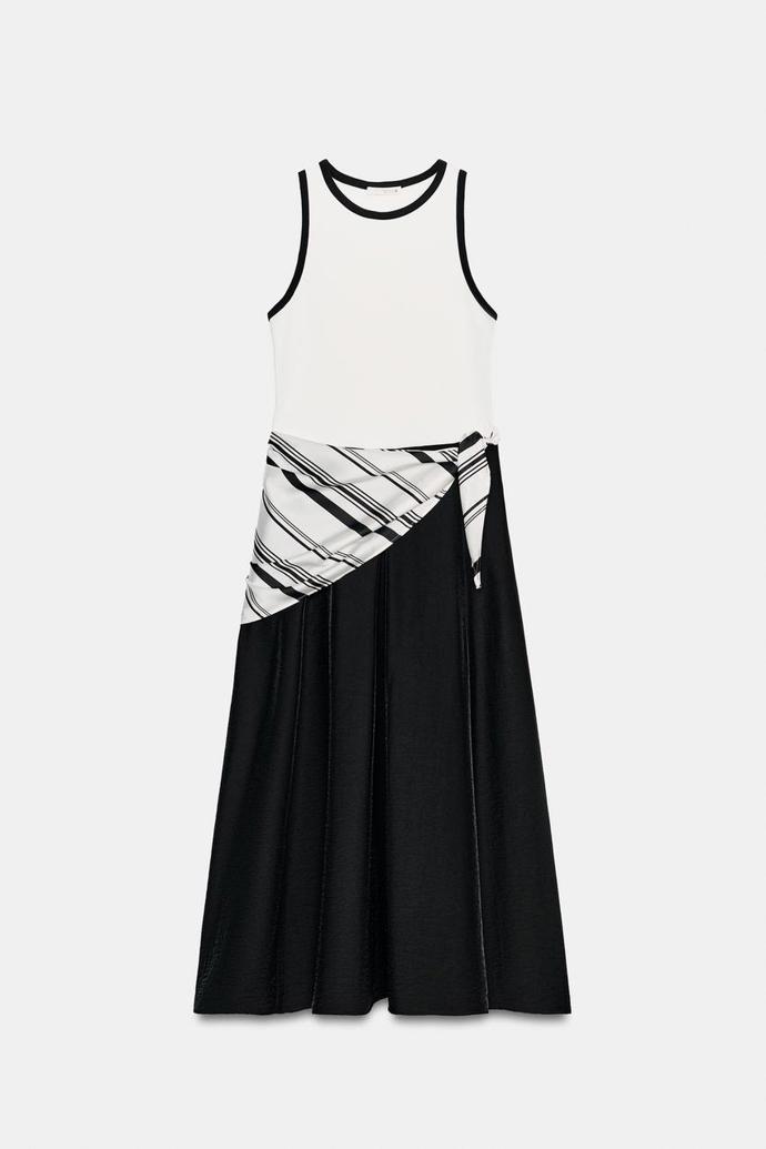 Kombinované midi šaty se šátkem, Zara, 1299 Kč
