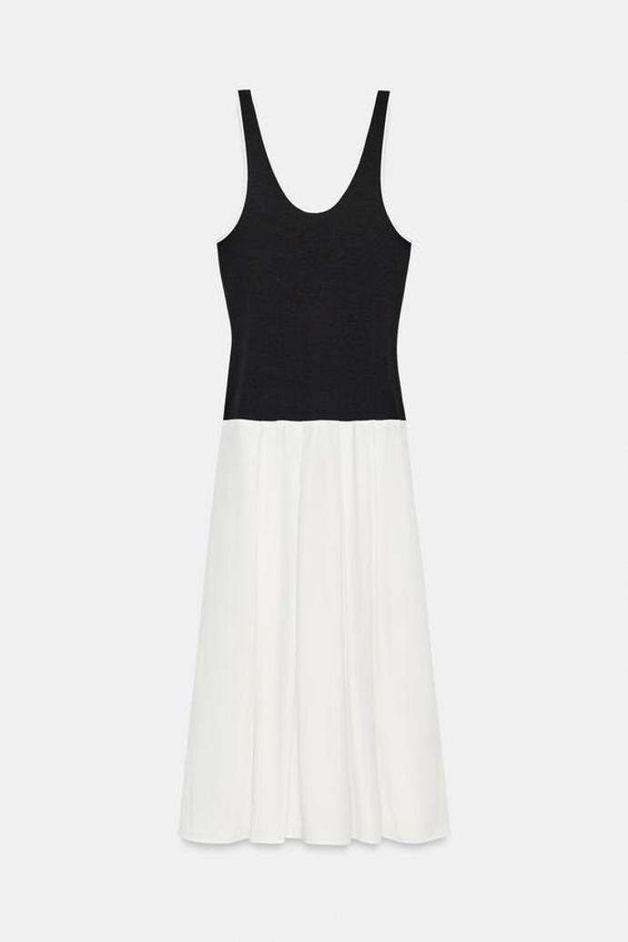 Kombinované midi šaty z popelíny, Zara, 999 Kč