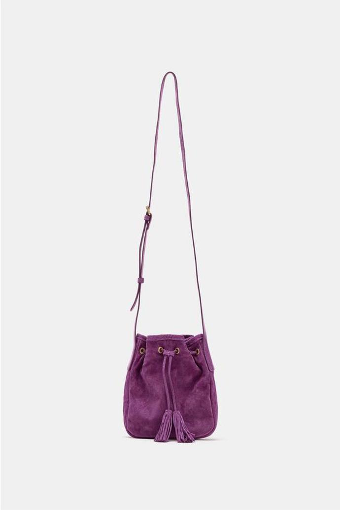 Kožená nabíraná mini kabelka, Zara, 849 Kč