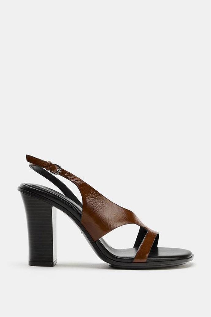 Kožené sandály na podpatku, Zara, 1 299 Kč