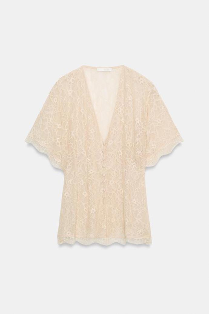 Krajkový top s knoflíky, Zara, 649 Kč