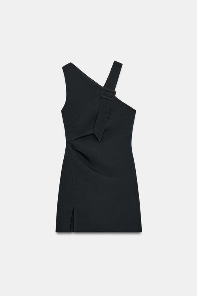 Krátké asymetrické šaty s přezkou, Zara, 849 Kč