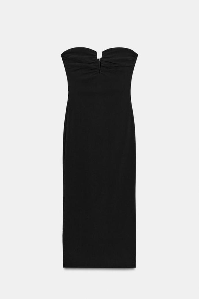 Midi šaty s průstřihem a nabíráním, Zara, 849 Kč