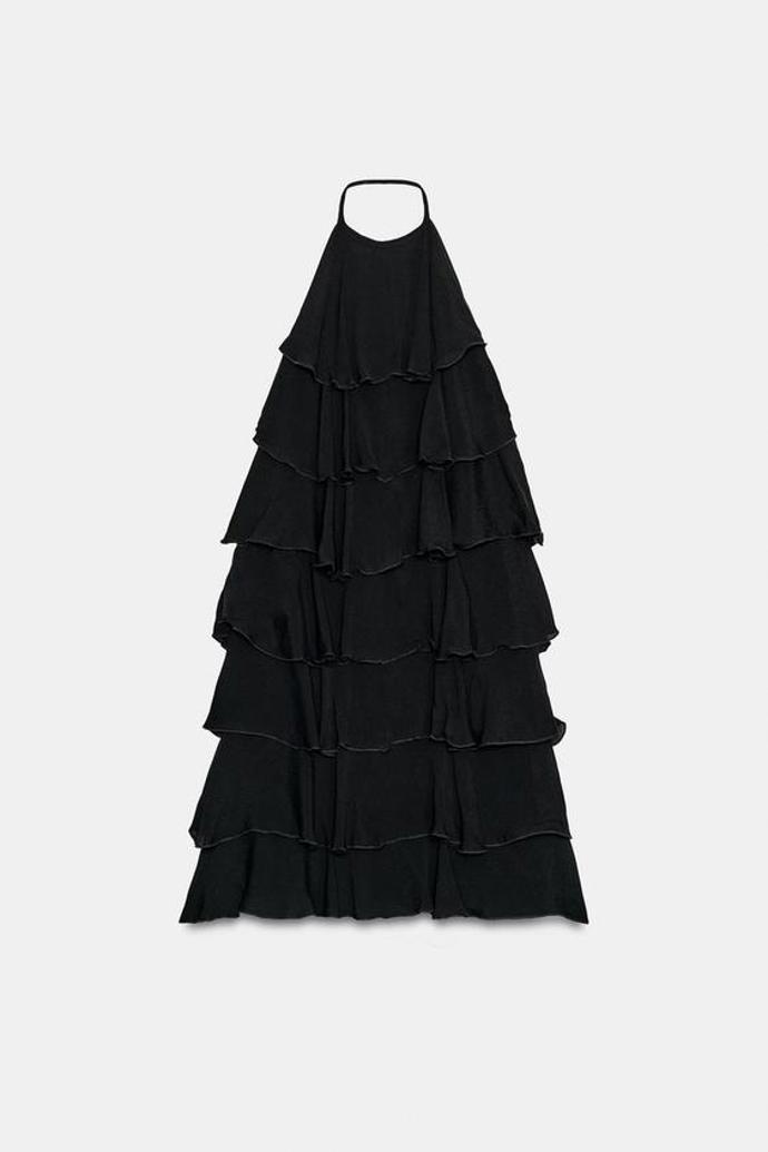Mini šaty halter s volány, Zara, 999 Kč