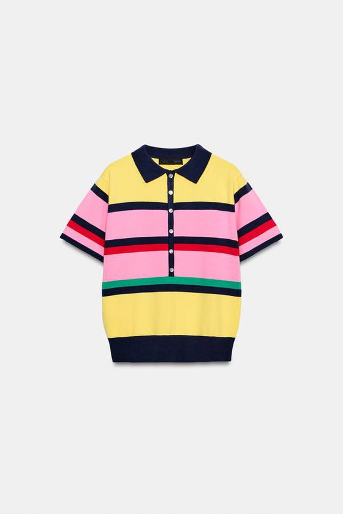Proužkovaná úpletová polokošile, Zara, 649 Kč