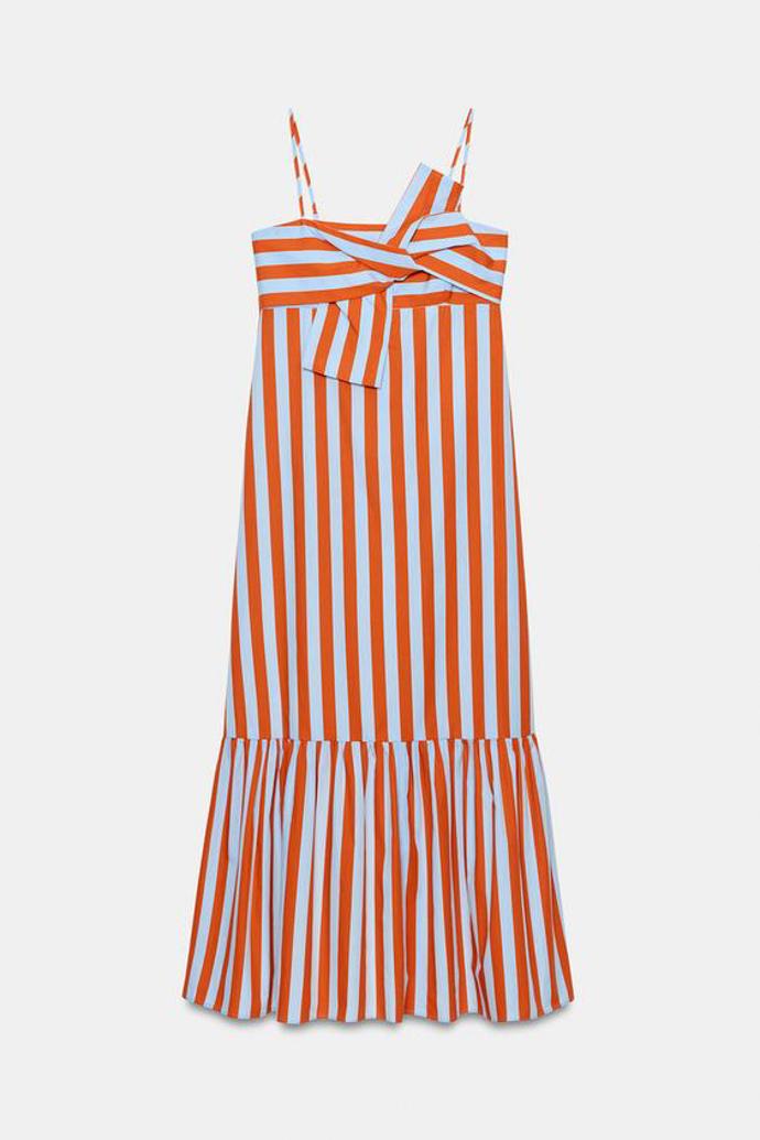 Pruhované šaty s uzlem, Zara, 1199 Kč