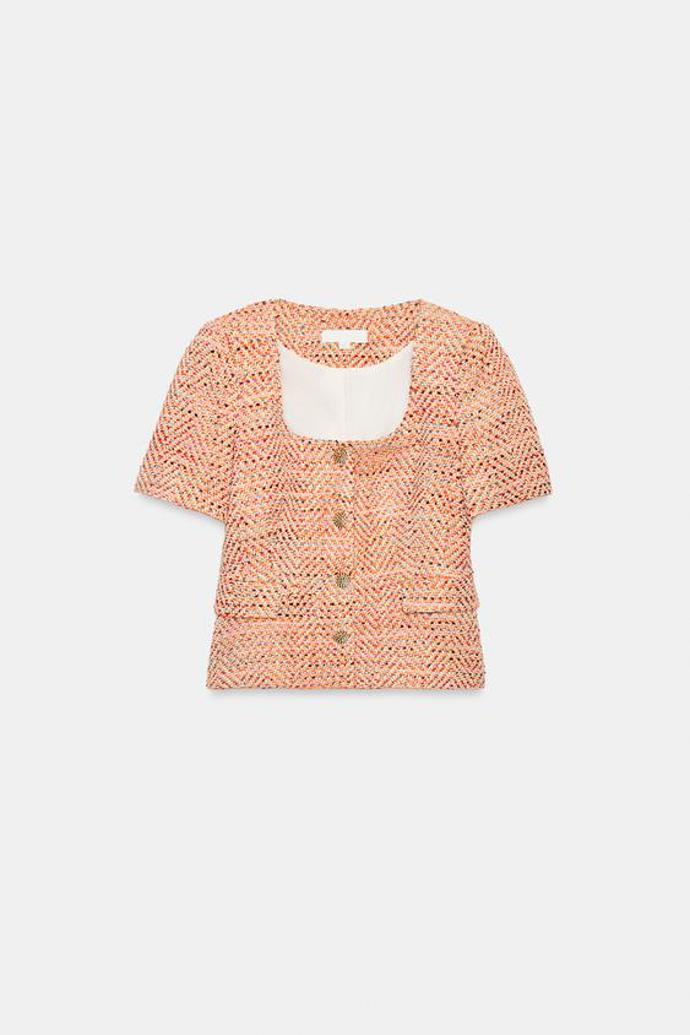 Sako s kulatým výstřihem a krátkým rukávem, Zara, 1299 Kč