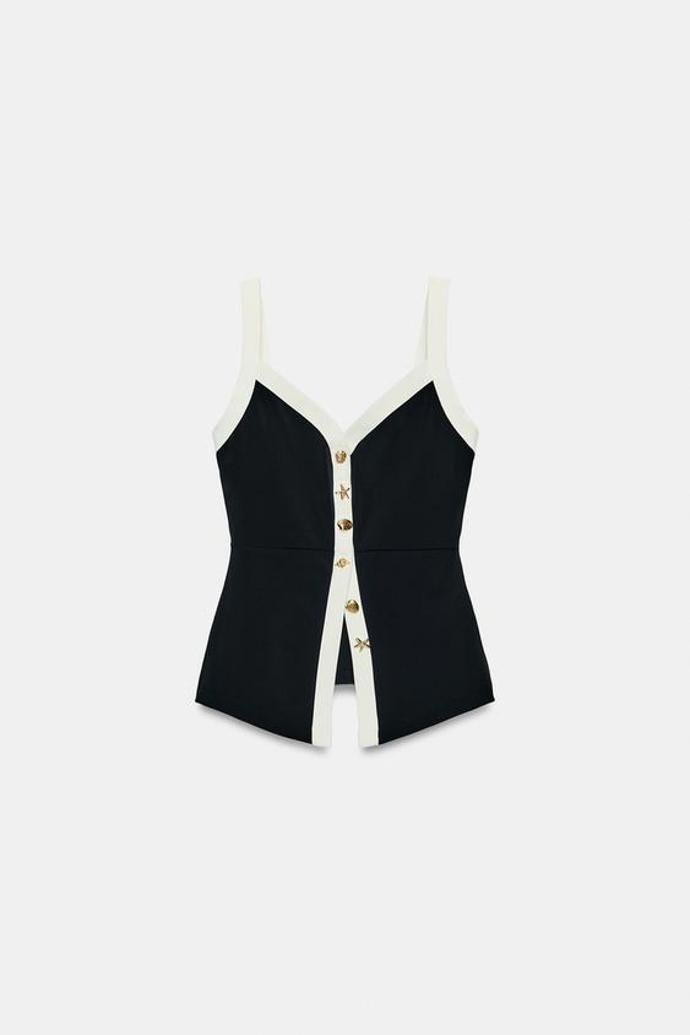 Top s kontrastními knoflíky, Zara, 649 Kč