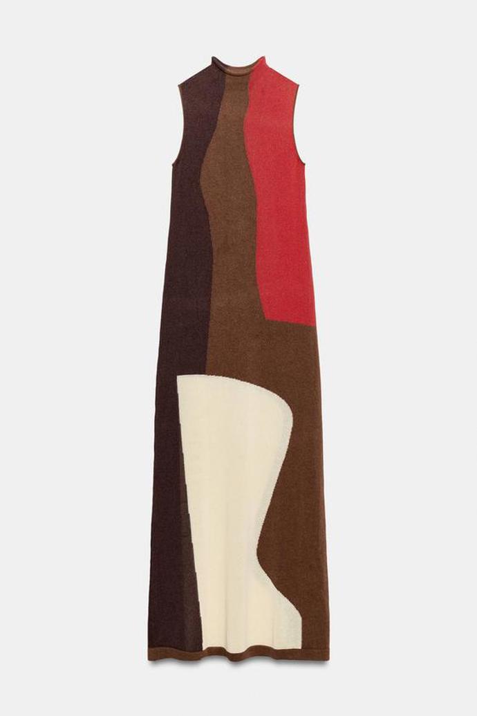 Úpletové šaty color block, Zara, 1199 Kč