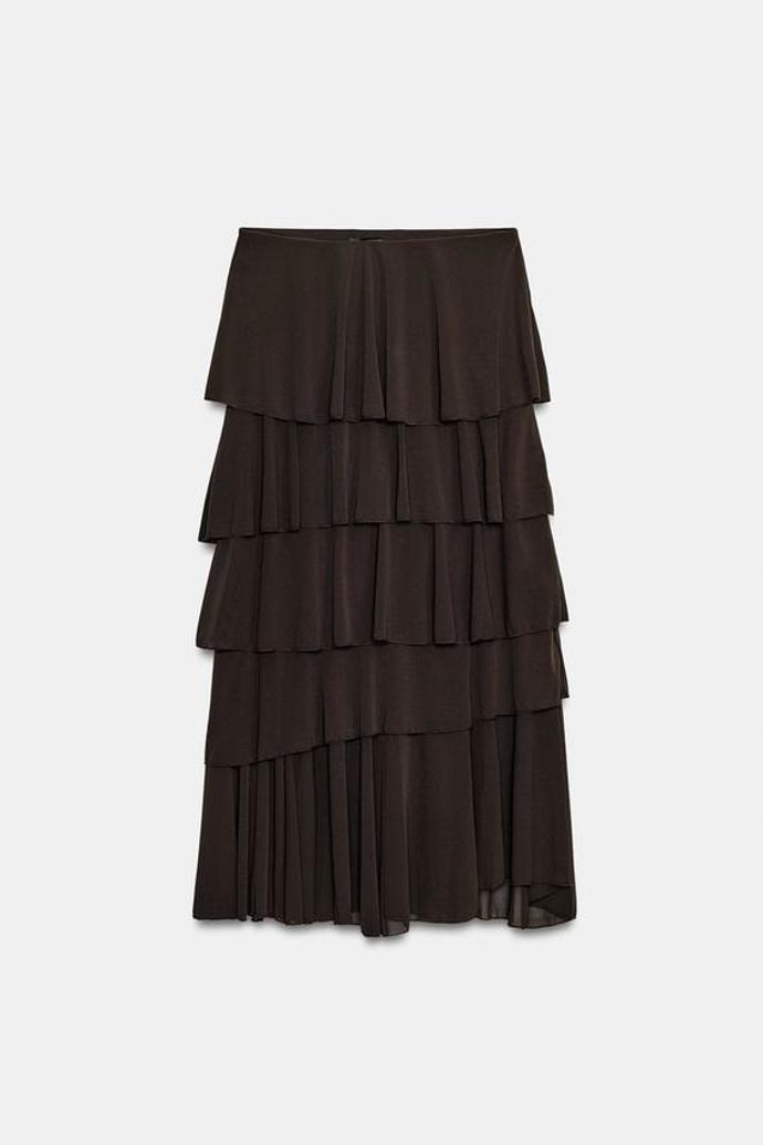 Volánová midi sukně, Zara, 799 Kč