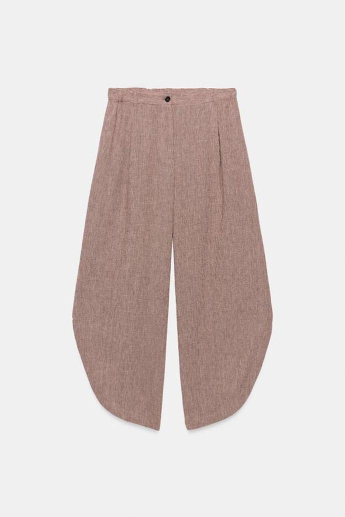 Lněné kalhoty s rozparky, Zara, 1299 Kč