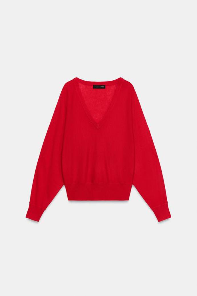 Vlněný svetr s výstřihem do V, Zara, 849 Kč