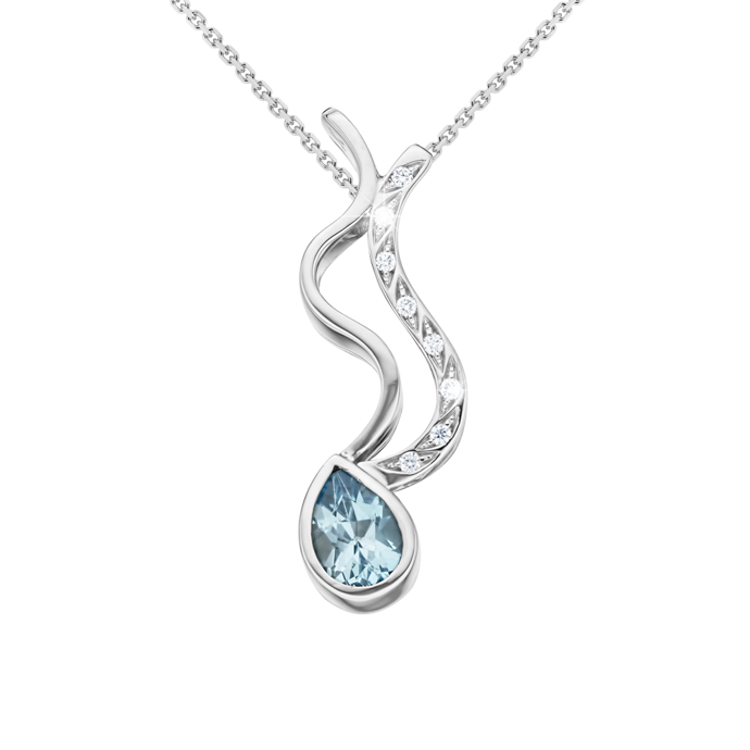 Přívěsek z bílého zlata s přírodním topazem a diamanty, JK Šperky, 31 900 Kč